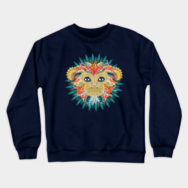 Monkey head illustration Crewneck Sweatshirt by Mako Design 